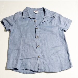 Seed Heritage Boys Linen Denim Blue Button-Up Shirt Sundays Best Any Occasion